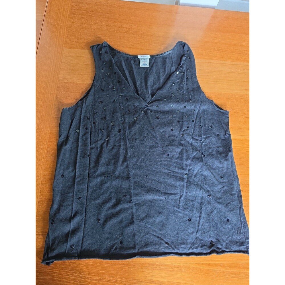 Old Navy Women's Black Sequin Top Size XL Vintage